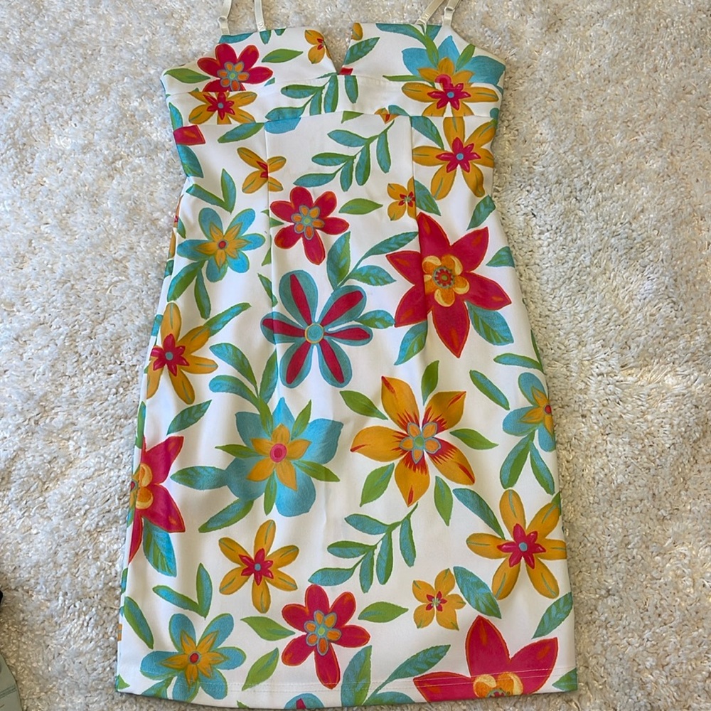 Floral spaghetti strap dress. Stretch material.